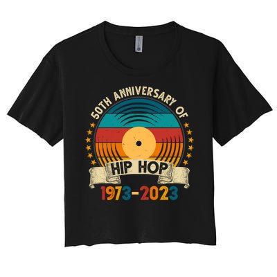 50 Years Hip Hop Vinyl 50th Anniversary Celebration Women's Crop Top Tee