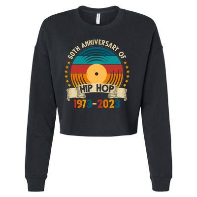 50 Years Hip Hop Vinyl 50th Anniversary Celebration Cropped Pullover Crew