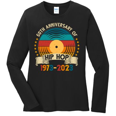 50 Years Hip Hop Vinyl 50th Anniversary Celebration Ladies Long Sleeve Shirt