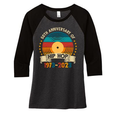 50 Years Hip Hop Vinyl 50th Anniversary Celebration Women's Tri-Blend 3/4-Sleeve Raglan Shirt