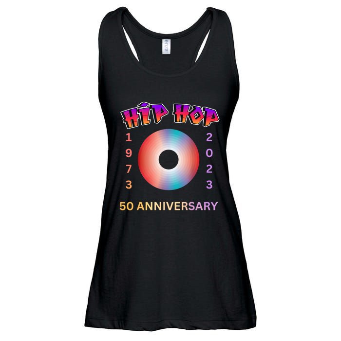 50 Years Hip Hop Vinyl Retro 50th Anniversary Hip Hop Ladies Essential Flowy Tank