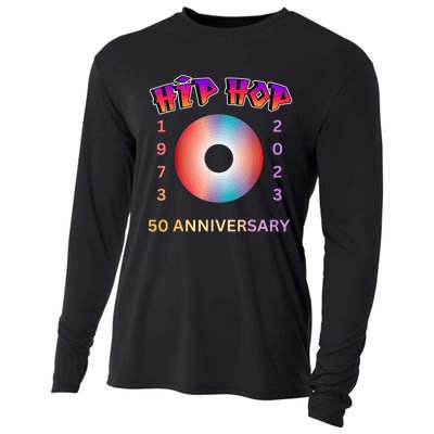 50 Years Hip Hop Vinyl Retro 50th Anniversary Hip Hop Cooling Performance Long Sleeve Crew