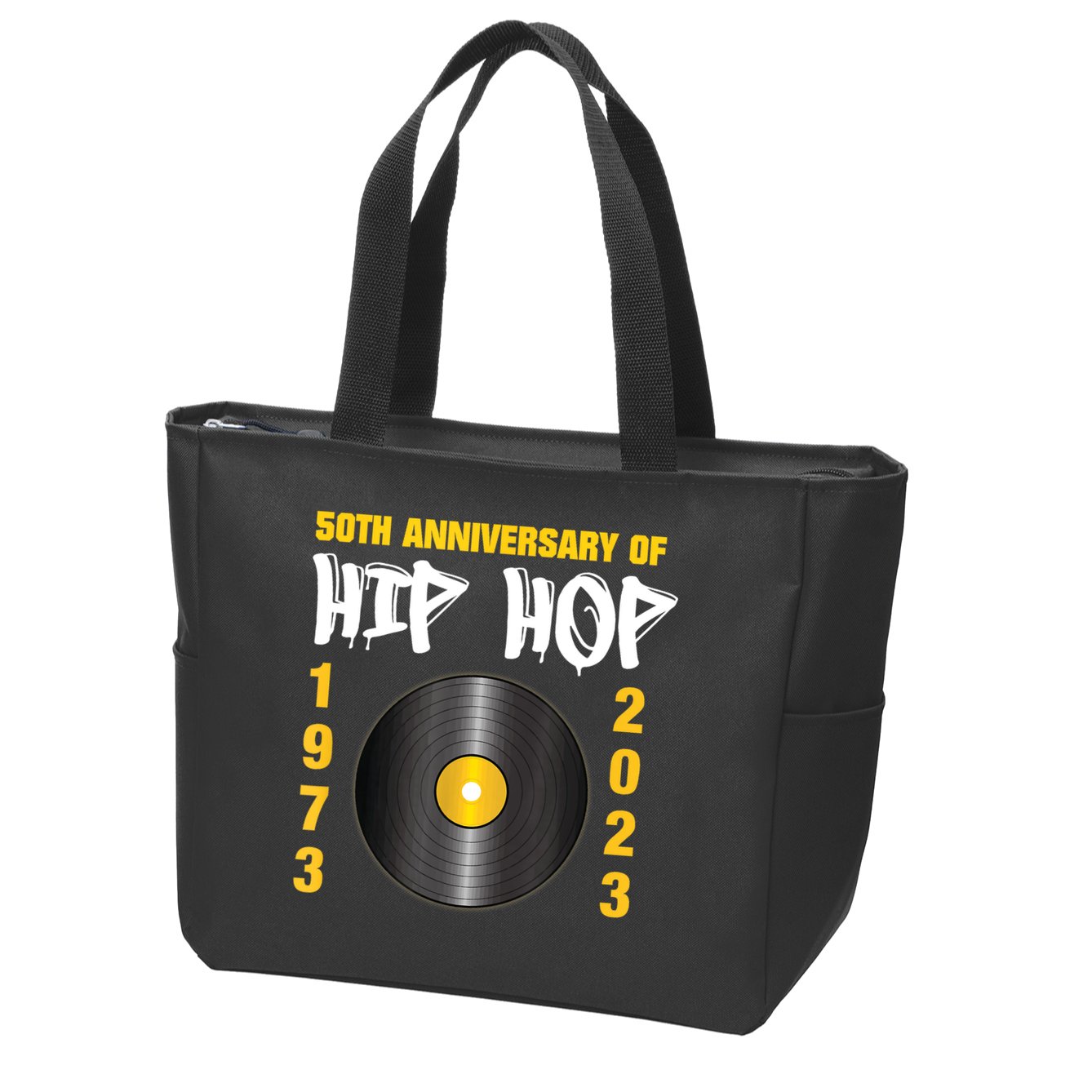 50 Years Hip Hop Vinyl Retro | 50th Anniversary Celebration Zip Tote Bag