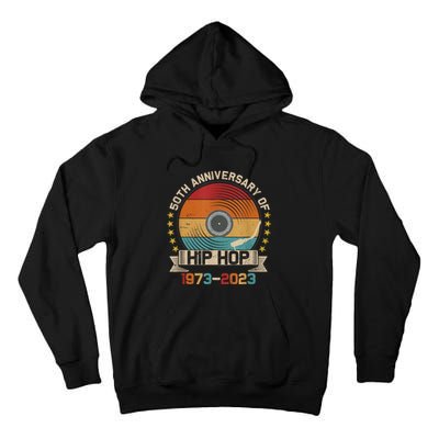 50 Years Hip Hop Vinyl Retro 50th Anniversary Celebration Tall Hoodie