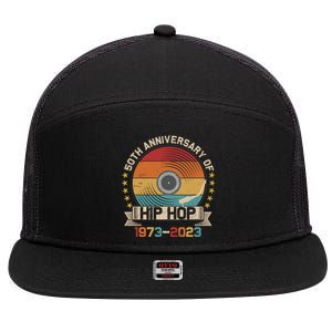 50 Years Hip Hop Vinyl Retro 50th Anniversary Celebration 7 Panel Mesh Trucker Snapback Hat