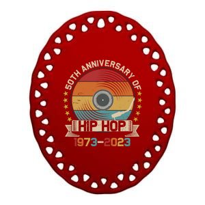 50 Years Hip Hop Vinyl Retro 50th Anniversary Celebration Ceramic Oval Ornament