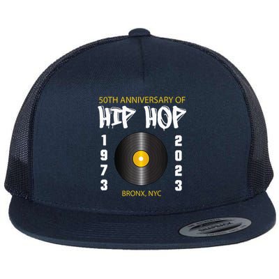 50 Years Hip Hop Vinyl Retro 50th Anniversary Of Rap Flat Bill Trucker Hat