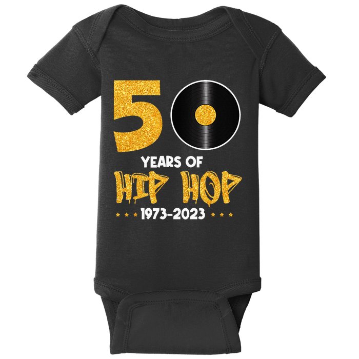 50 Years Hip Hop Vinyl Retro 50th Anniversary Celebration Baby Bodysuit