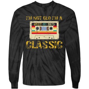 50 Years I'm Not Old I'm A Classic Cassette 50th Birthday Tie-Dye Long Sleeve Shirt