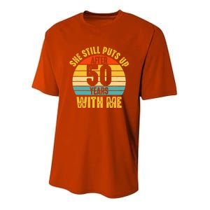 50 Year Marriage Husband 50th Wedding Anniversary Youth Performance Sprint T-Shirt