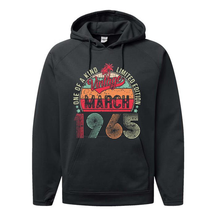 58 Years Old 58th Birthday Gifts Vintage Retro March 1965 Performance Fleece Hoodie