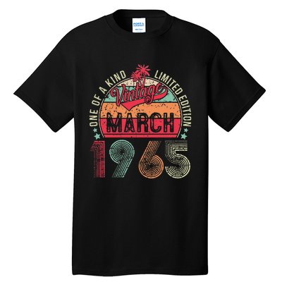 58 Years Old 58th Birthday Gifts Vintage Retro March 1965 Tall T-Shirt