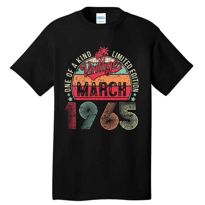 58 Years Old 58th Birthday Gifts Vintage Retro March 1965 Tall T-Shirt