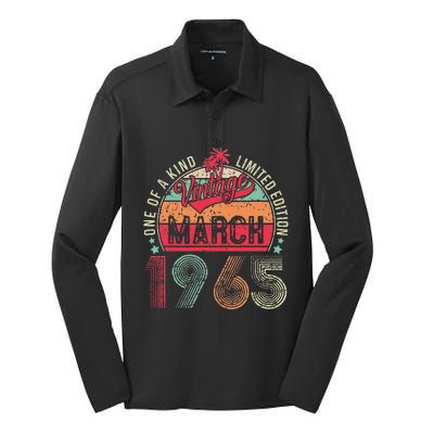 58 Years Old 58th Birthday Gifts Vintage Retro March 1965 Silk Touch Performance Long Sleeve Polo