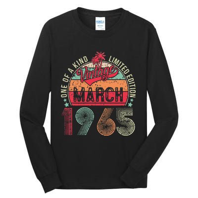 58 Years Old 58th Birthday Gifts Vintage Retro March 1965 Tall Long Sleeve T-Shirt