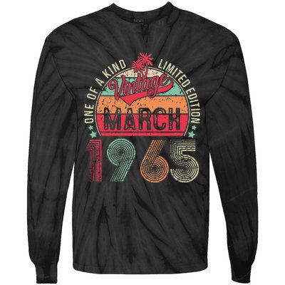 58 Years Old 58th Birthday Gifts Vintage Retro March 1965 Tie-Dye Long Sleeve Shirt