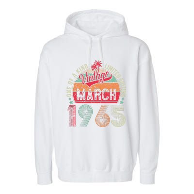 58 Years Old 58th Birthday Gifts Vintage Retro March 1965 Garment-Dyed Fleece Hoodie