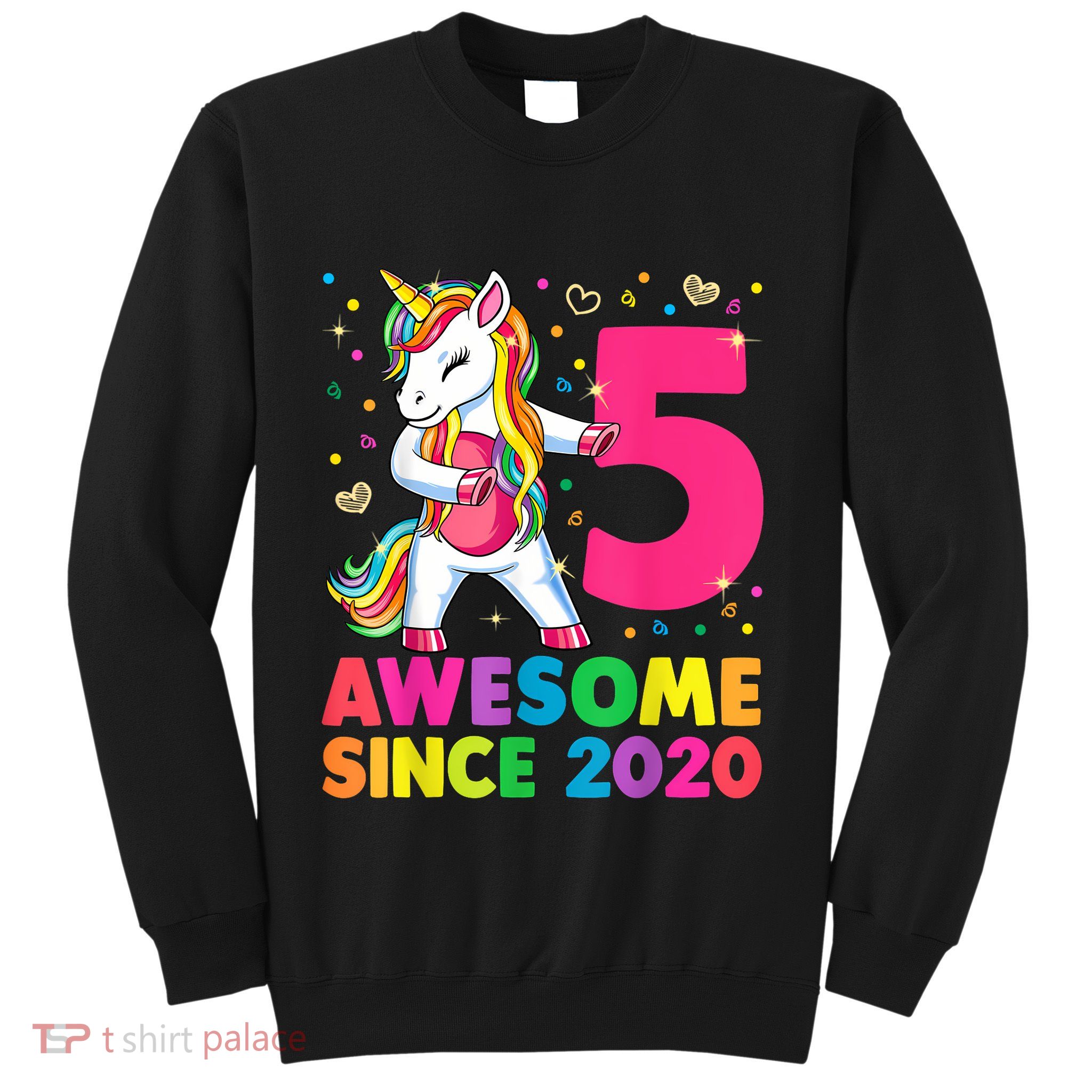 5 Years Old Unicorn Flossing 5th Birthday Girl Unicorn Party Sweatshirt