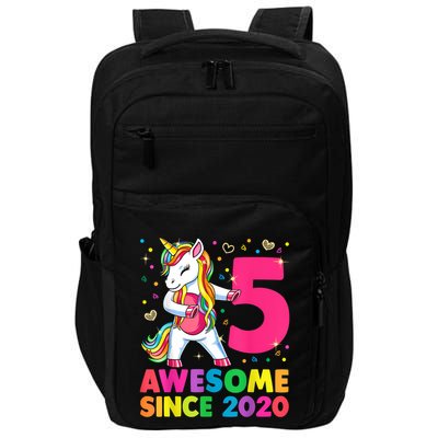 5 Years Old Unicorn Flossing 5th Birthday Girl Unicorn Party Impact Tech Backpack