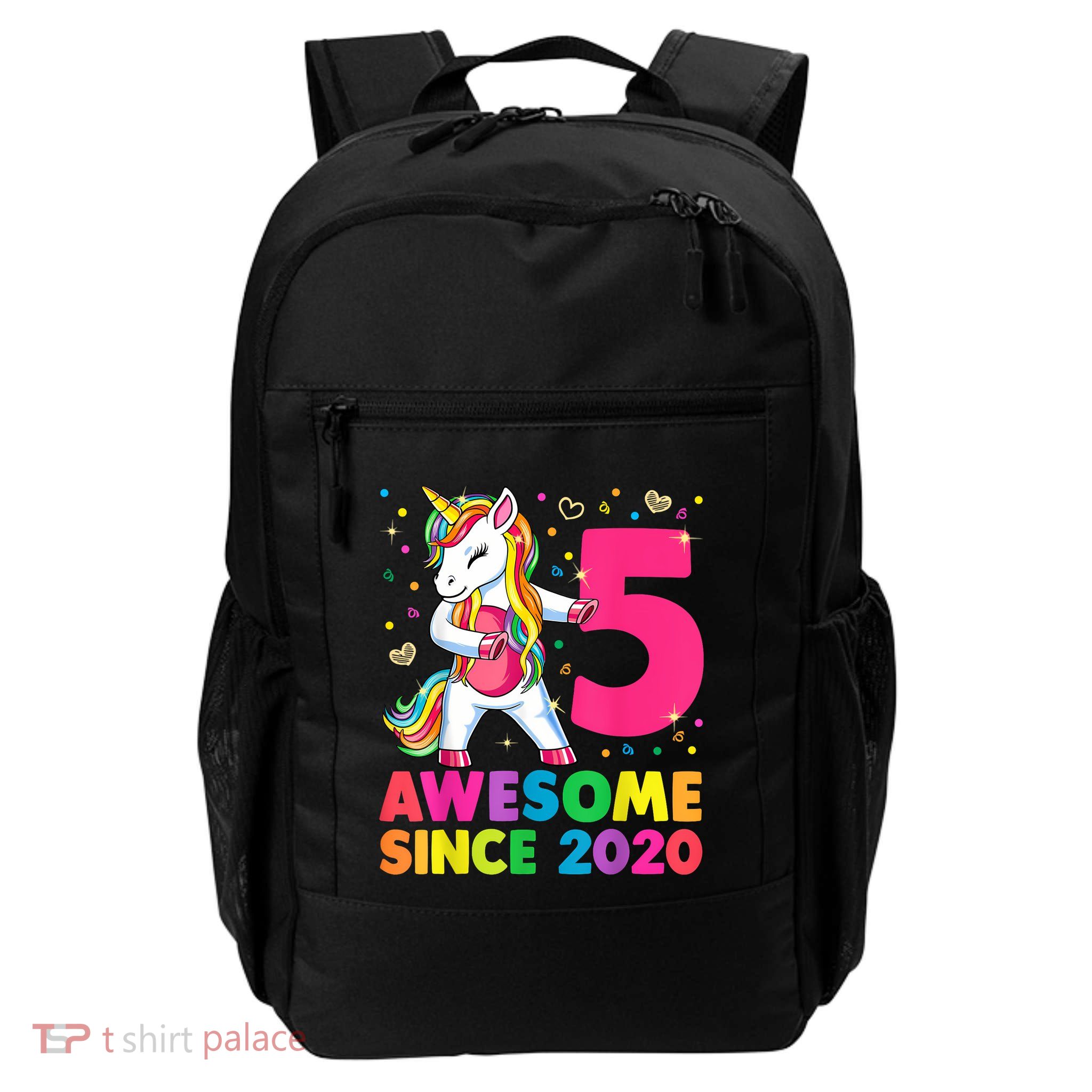 5 Years Old Unicorn Flossing 5th Birthday Girl Unicorn Party Daily Commute Backpack