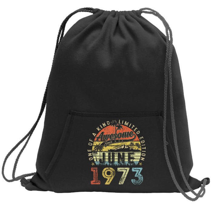 50 Year Old Awesome Since June 1973 50th Birthday Sweatshirt Cinch Pack Bag