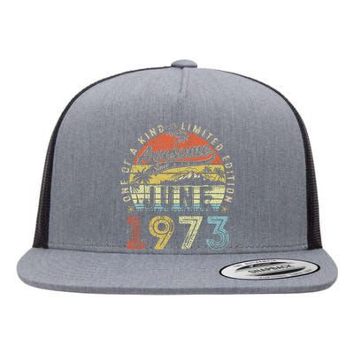 50 Year Old Awesome Since June 1973 50th Birthday Flat Bill Trucker Hat