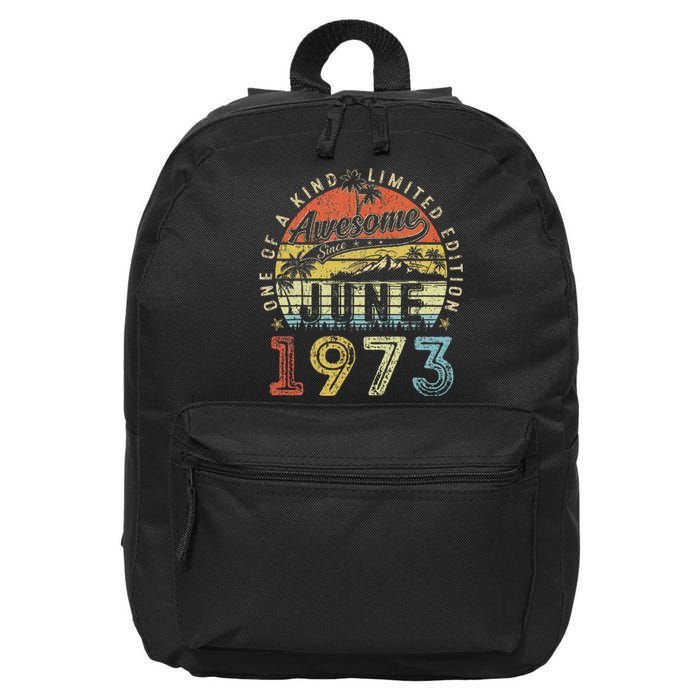 50 Year Old Awesome Since June 1973 50th Birthday 16 in Basic Backpack