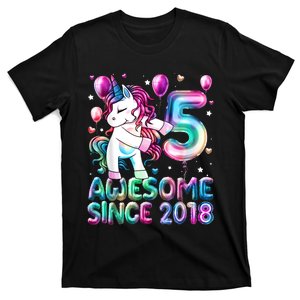 5 Years Old Unicorn Flossing 5th Birthday Girl Unicorn Party T-Shirt