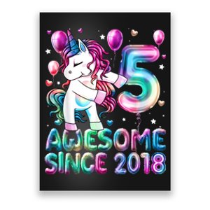 5 Years Old Unicorn Flossing 5th Birthday Girl Unicorn Party Poster