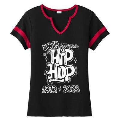 50 Years Old 50th Anniversary Of Hip Hop Graffiti Hip Hop Ladies Halftime Notch Neck Tee