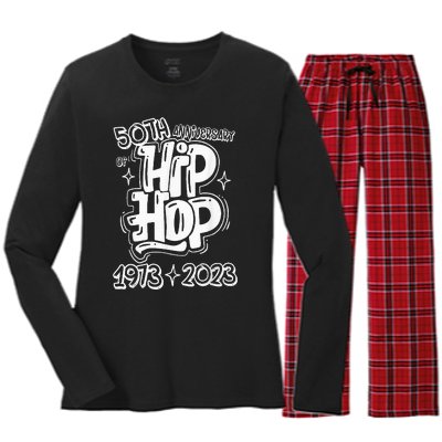 50 Years Old 50th Anniversary Of Hip Hop Graffiti Hip Hop Women's Long Sleeve Flannel Pajama Set 