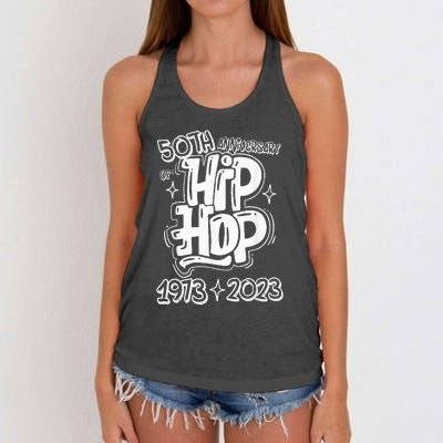 50 Years Old 50th Anniversary Of Hip Hop Graffiti Hip Hop Women's Knotted Racerback Tank