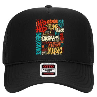 50 Years Old 50th Anniversary Of Hip Hop Graffiti Hip Hop High Crown Mesh Back Trucker Hat