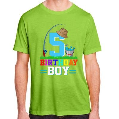 5 Year Old Fishing 5th Birthday Bday Party Decorations Adult ChromaSoft Performance T-Shirt