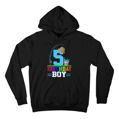 5 Year Old Fishing 5th Birthday Bday Party Decorations Hoodie