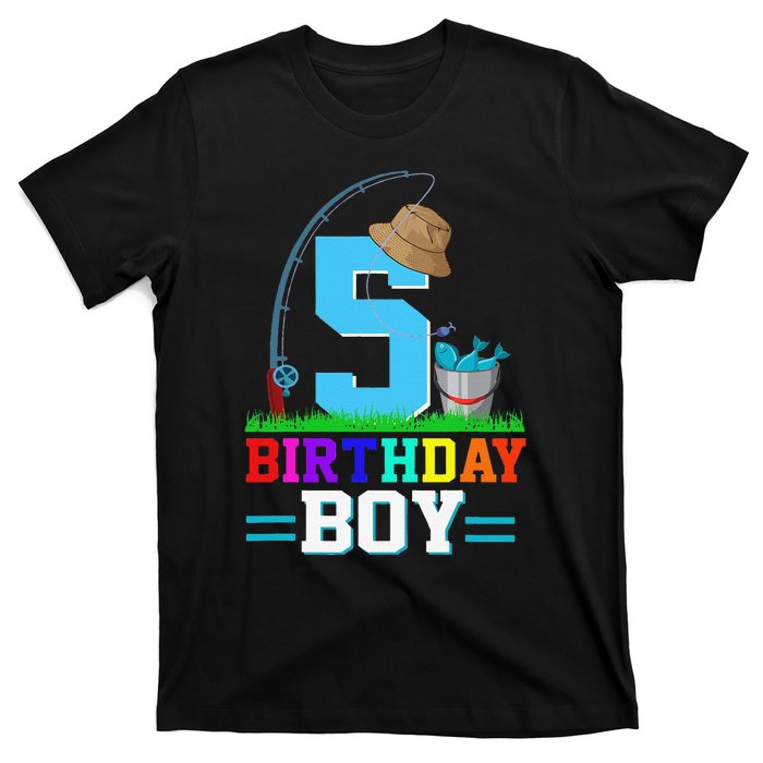 5 Year Old Fishing 5th Birthday Bday Party Decorations T-Shirt