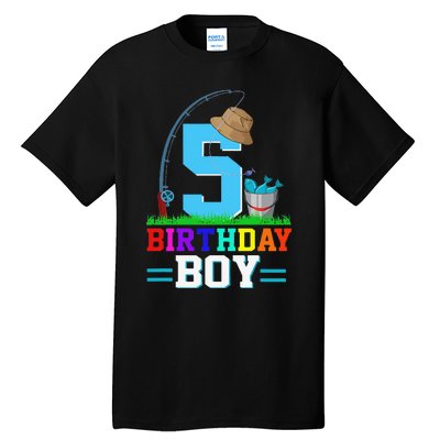 5 Year Old Fishing 5th Birthday Bday Party Decorations Tall T-Shirt