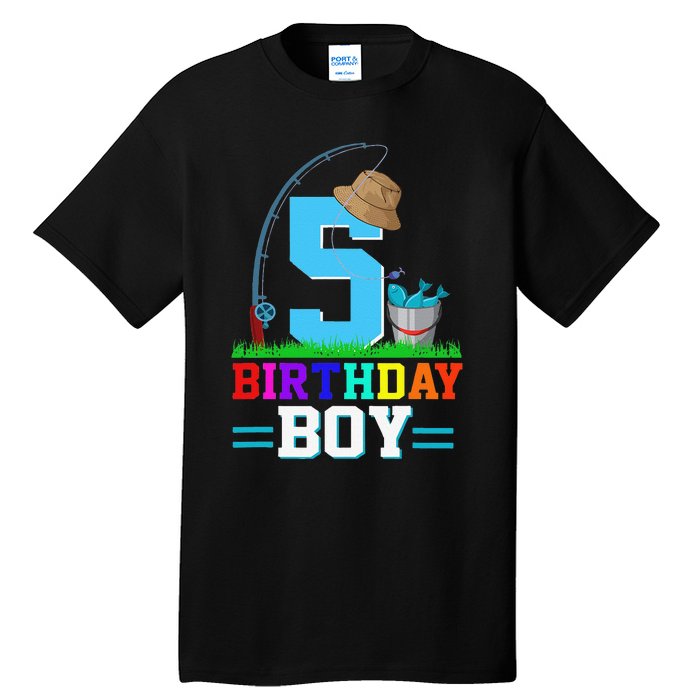 5 Year Old Fishing 5th Birthday Bday Party Decorations Tall T-Shirt