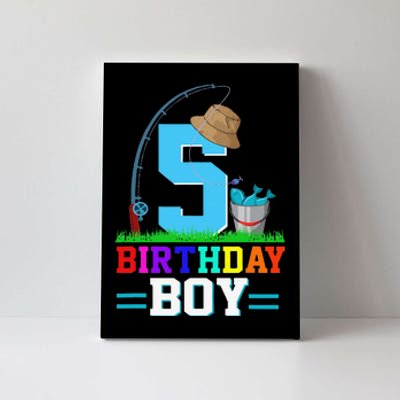 5 Year Old Fishing 5th Birthday Bday Party Decorations Canvas