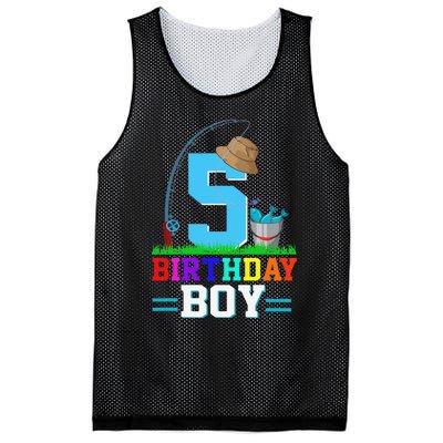 5 Year Old Fishing 5th Birthday Bday Party Decorations Mesh Reversible Basketball Jersey Tank