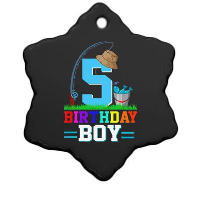 5 Year Old Fishing 5th Birthday Bday Party Decorations Ceramic Star Ornament