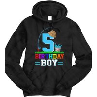 5 Year Old Fishing 5th Birthday Bday Party Decorations Tie Dye Hoodie