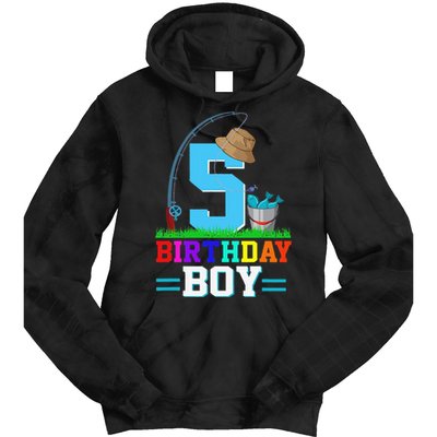 5 Year Old Fishing 5th Birthday Bday Party Decorations Tie Dye Hoodie