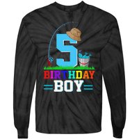 5 Year Old Fishing 5th Birthday Bday Party Decorations Tie-Dye Long Sleeve Shirt