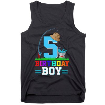 5 Year Old Fishing 5th Birthday Bday Party Decorations Tank Top