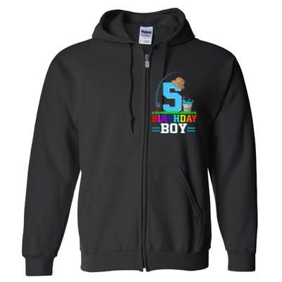 5 Year Old Fishing 5th Birthday Bday Party Decorations Full Zip Hoodie