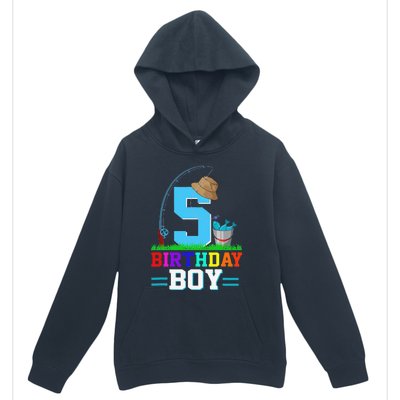 5 Year Old Fishing 5th Birthday Bday Party Decorations Urban Pullover Hoodie