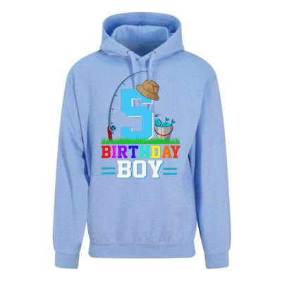 5 Year Old Fishing 5th Birthday Bday Party Decorations Unisex Surf Hoodie