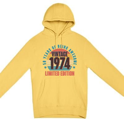 50 Years Of Being Awesome 1974 Limited Edition Vintage Retro Premium Pullover Hoodie