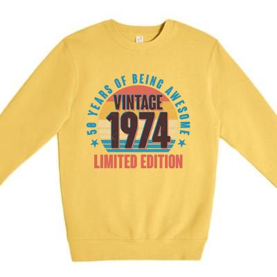 50 Years Of Being Awesome 1974 Limited Edition Vintage Retro Premium Crewneck Sweatshirt